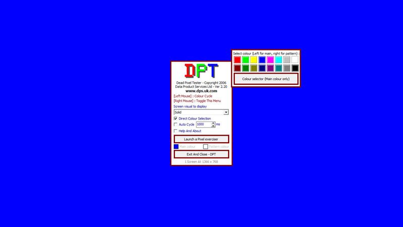 Dead Pixel Tester giúp kiểm tra màn hình lỗi điểm chết bằng màu đơn sắc