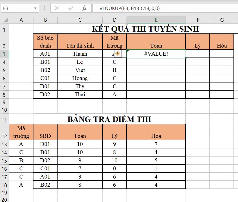 Lỗi #VALUE khi thứ tự trả về nhỏ hơn 1