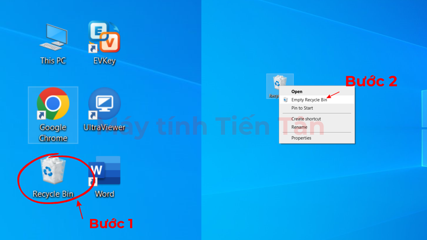 Dọn dẹp thùng rác trên máy tính trong Recycle Bin